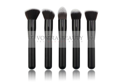 5 Elegante Zwarte Kabuki Gezichts de Make-upborstel van PCs die met Veganist Met twee tonaliteiten Taklon wordt geplaatst