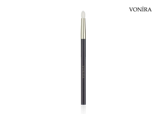 Vonira Custom Groothandel Natuurlijk Wit Geitenhaar Platte Donkerbruine Handgreep Oogplooi Make-up Kwast