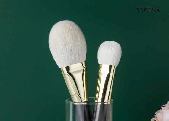 Vonira Custom Groothandel Natuurlijk Wit Geitenhaar Platte Donkerbruine Handgreep Oogplooi Make-up Kwast