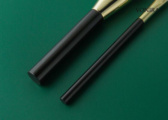 Vonira Custom Groothandel Natuurlijk Wit Geitenhaar Platte Donkerbruine Handgreep Oogplooi Make-up Kwast