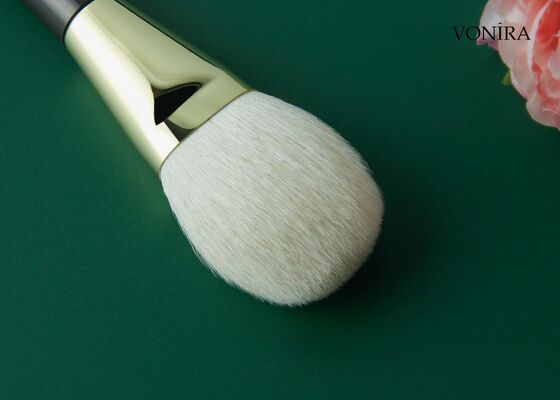 Vonira Custom Groothandel Natuurlijk Wit Geitenhaar Platte Donkerbruine Handgreep Oogplooi Make-up Kwast