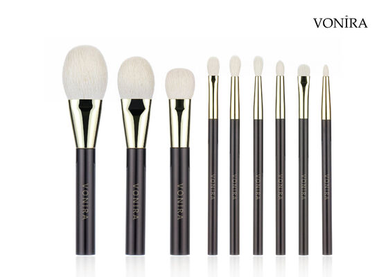 Vonira Custom Groothandel Natuurlijk wit geitenhaar Vlak donkerbruin Handvat Klein Detail Oogblending Make-up Borstel