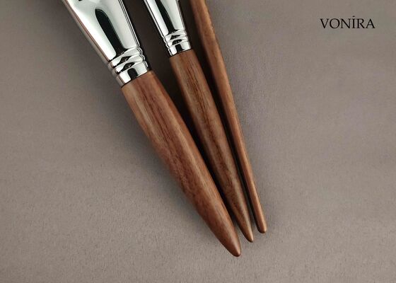 Vonira Custom Groothandel Natuurlijk Wit Geitenhaar Bruin Ebony Handle Make-up Kleine Oog Blender Borstel
