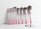 Vonira 10 van de de Gradiëntkleur van PCs Roze Witte die de Make-upborstels met Privé het Etiketembleem van de Graanvezel worden geplaatst