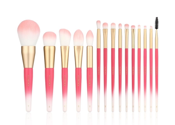 Vonira 15 Borstels van de Stukkenmake-up Geplaatst Gouden Metalen kapgradiënt Witte Roze Kleur