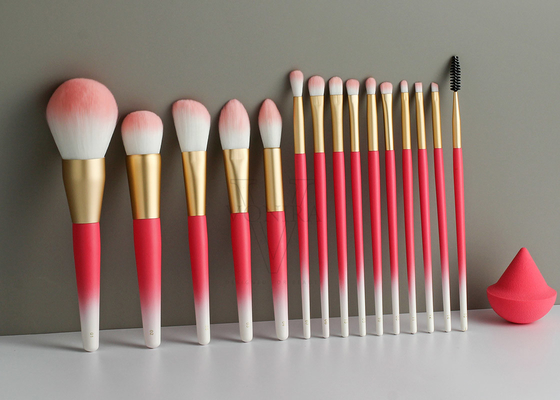Vonira 15 Borstels van de Stukkenmake-up Geplaatst Gouden Metalen kapgradiënt Witte Roze Kleur