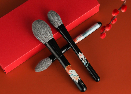 Vegan Anti-Bacteriële Duurzame Make-up Poederkwast met Maïsvezel en Glitter Berkenhouten Handvat